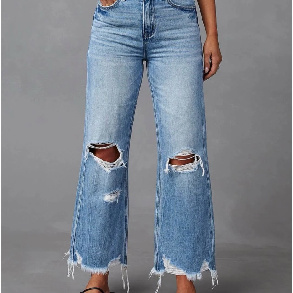Women's Distressed Blue Jeans